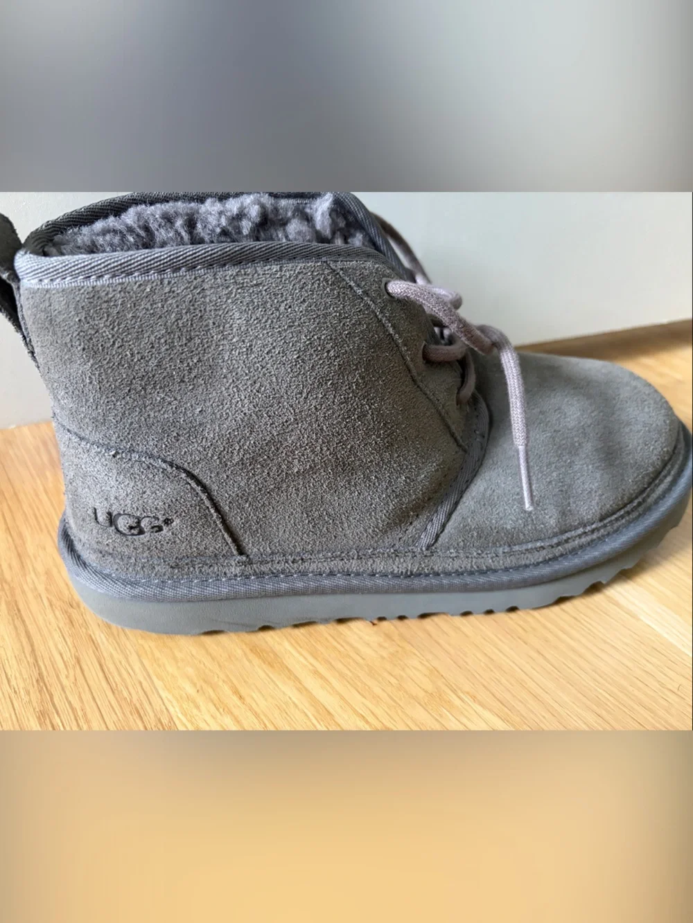 UGG NWOT Women’s Neumel Charcoal Grey Suede Lace-Up Boots